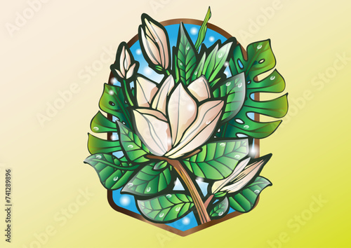 Awesome flower illustration in colorful style, suitable for merchandise, souvenir, wall art, stickers