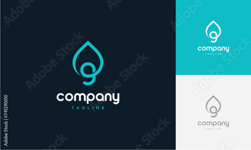 Water Drop Letter G lowercase initial Logo,Flat Vector Logo Design Ideas Template Element,creative shape abstract with drop water monogram logo