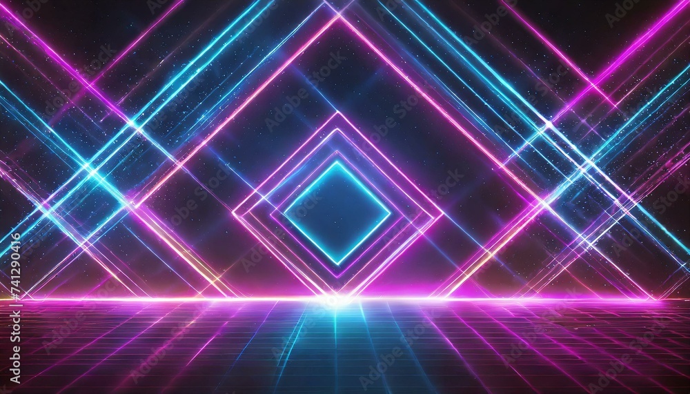 Glowing Geometry: Neon Squares Background Glowing Geometry: Neon Squares Background