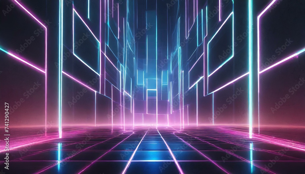 Glowing Geometry: Neon Squares Background Glowing Geometry: Neon Squares Background