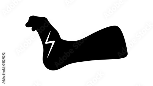 Foot cramp emblem, black isolated silhouette
