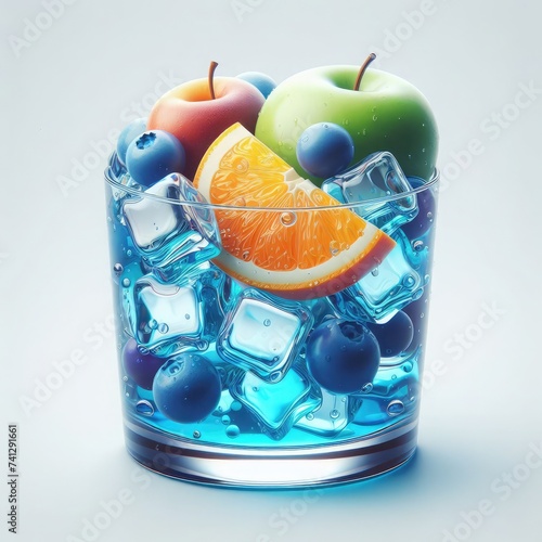 Realistic cocktail with colored fruits 