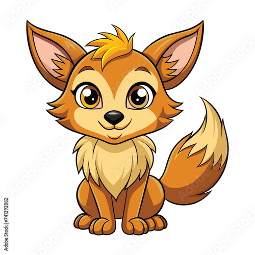 Vector of Cartoon cute baby Jackal on white