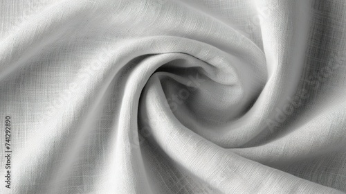 White jacquard sateen fabric is decoratively laid by a spiral