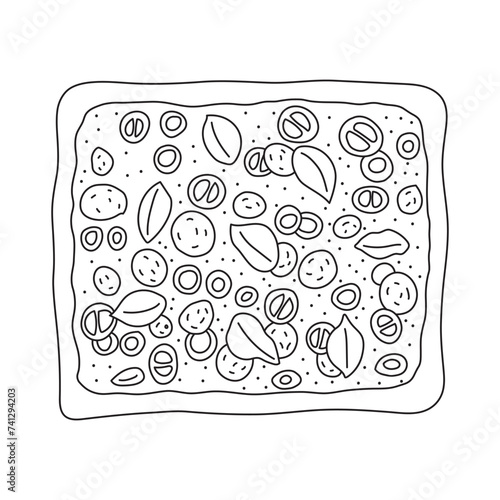 Hand drawn focaccia icon Cartoon Vector illustration Isolated on White Background