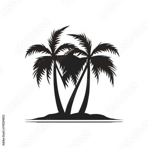 palm tree line art logo vector illustration template design