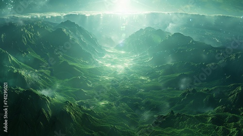 Environmental planet orbit, Across the celestial tapestry, a majestic planet orbits gracefully, adorned with lush valleys and ethereal beauty © MAY