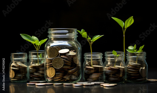 Wallpaper Mural plant growing in coins Torontodigital.ca