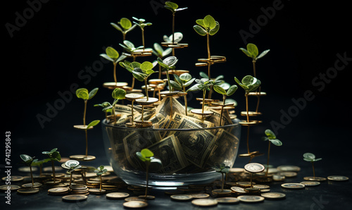 Wallpaper Mural plant growing in coins Torontodigital.ca