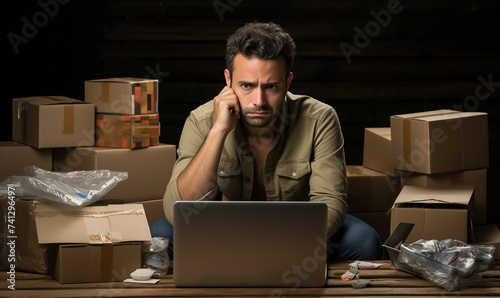 Wallpaper Mural serious man working on laptop Torontodigital.ca