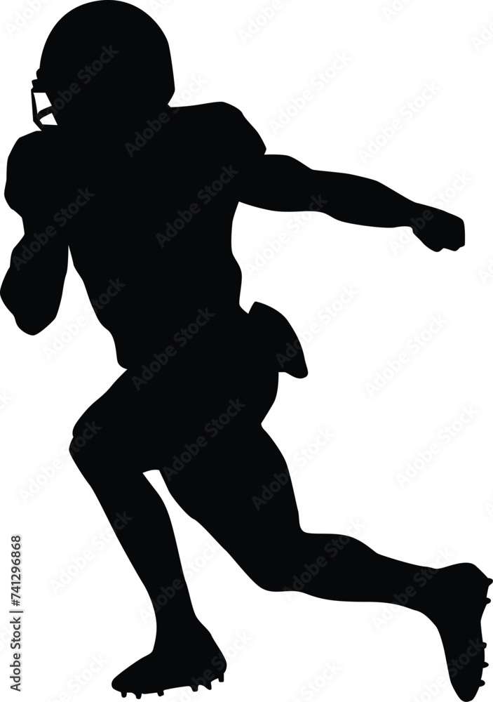 American football player silhouette illustration full body