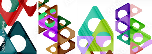 Abstract background set featuring captivating triangles. Harmonious blend of geometry and style, these designs bring modern flair