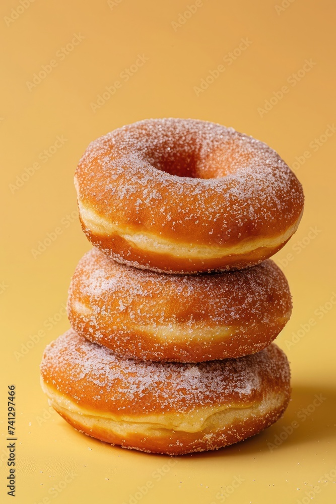 freshly baked donuts with sugar sprinkles on a rustic, warm-toned surface freshly baked donuts with sugar sprinkles on a rustic, warm-toned surface