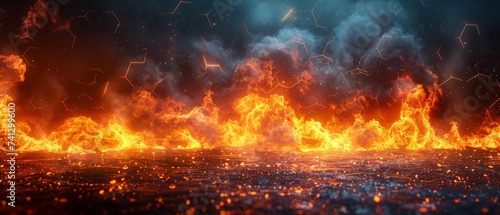 Futuristic abstract backround with hexagons and flame © Maestro