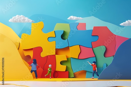 A colorful illustration celebrating Autism Awareness Day. © George Designpro