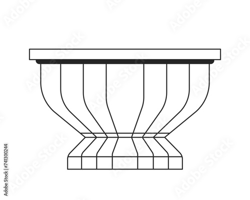 Elegant ceramic planter black and white 2D line cartoon object. Flowerpot empty isolated vector outline item. Botanical aesthetics. Vintage pot for indoor plants monochromatic flat spot illustration