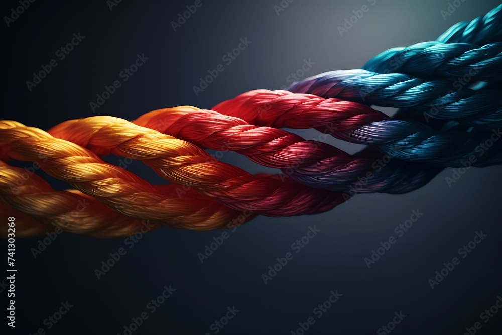 A colorful rope as a symbol of diversity and unity. - obrazy, fototapety, plakaty 