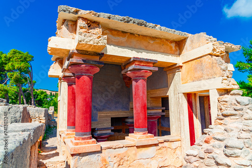 Knossos near Heraklion, Crete island, Greece.The ruins of the Minoan temple on Mediterranean island of Crete