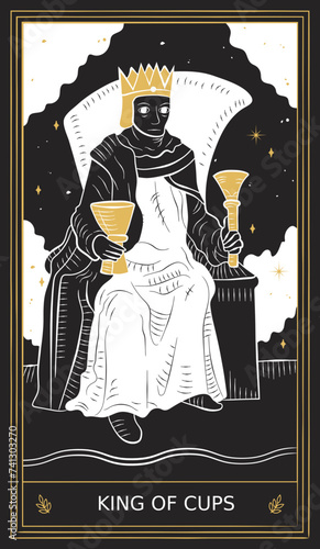 King of Cups Tarot Card Minor Arcana in Vector Illustration