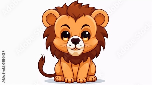 Cute Lion With Icon Vector Cartoon Illustration