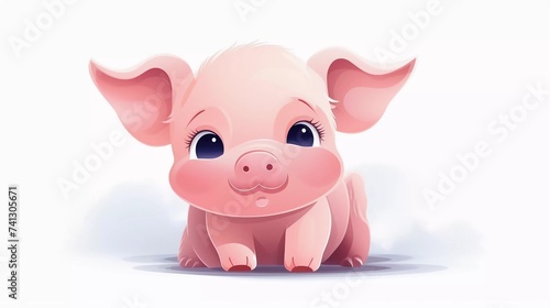 Cute Pig With Icon Cartoon Illustration