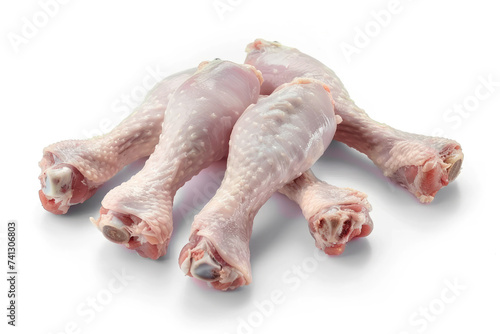 Raw chicken legs on white background. Ingredients for cooking.