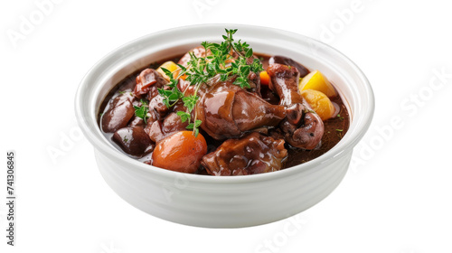 Coq au Vin on isolated on transparent png background. Generative ai