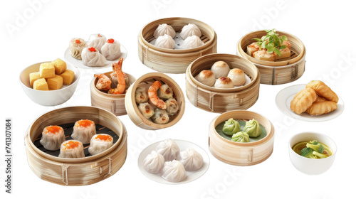 Dim Sum on isolated on transparent png background. Generative ai photo