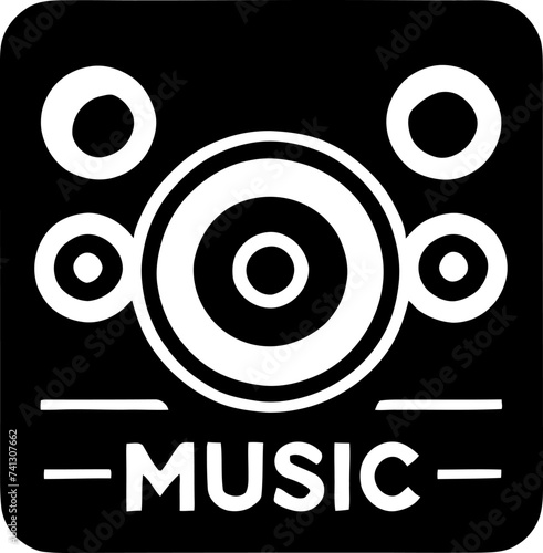 black and white music icons  graphic musicality  vector graphics icon  music notes  robot icon  icon for an ai app  vector icon