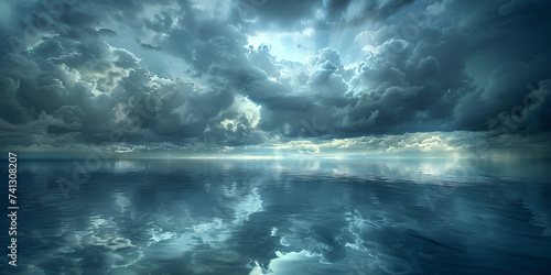 storm over the ocean , Stormy Sky and Moonlit Waters in Perfect Harmony 