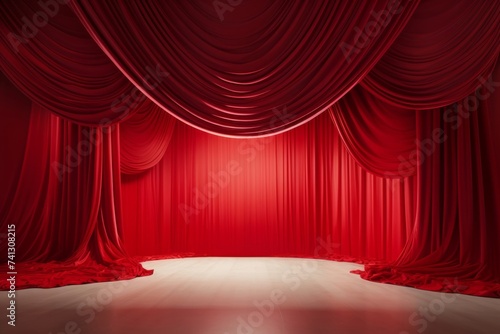 Wallpaper Mural Majestic Red Theater Curtain on Empty Stage Background Torontodigital.ca