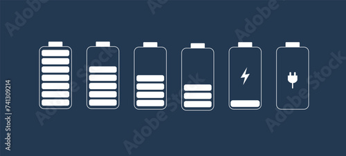 Battery charge indicator icon. Level battery energy. Vector illustration. photo