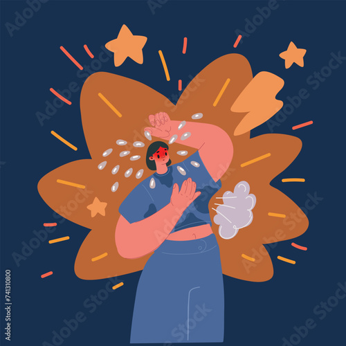 Cartoon vector illustration of Woman in climax.