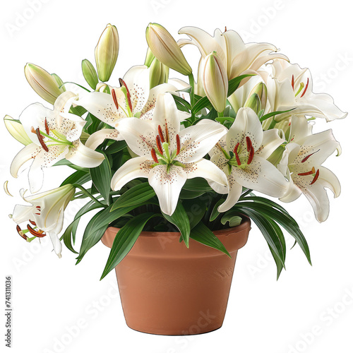 pot of Lily isolated on transparent background, element remove background, element for design