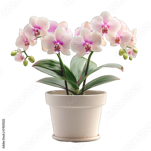 pot of Orchid isolated on transparent background  element remove background  element for design