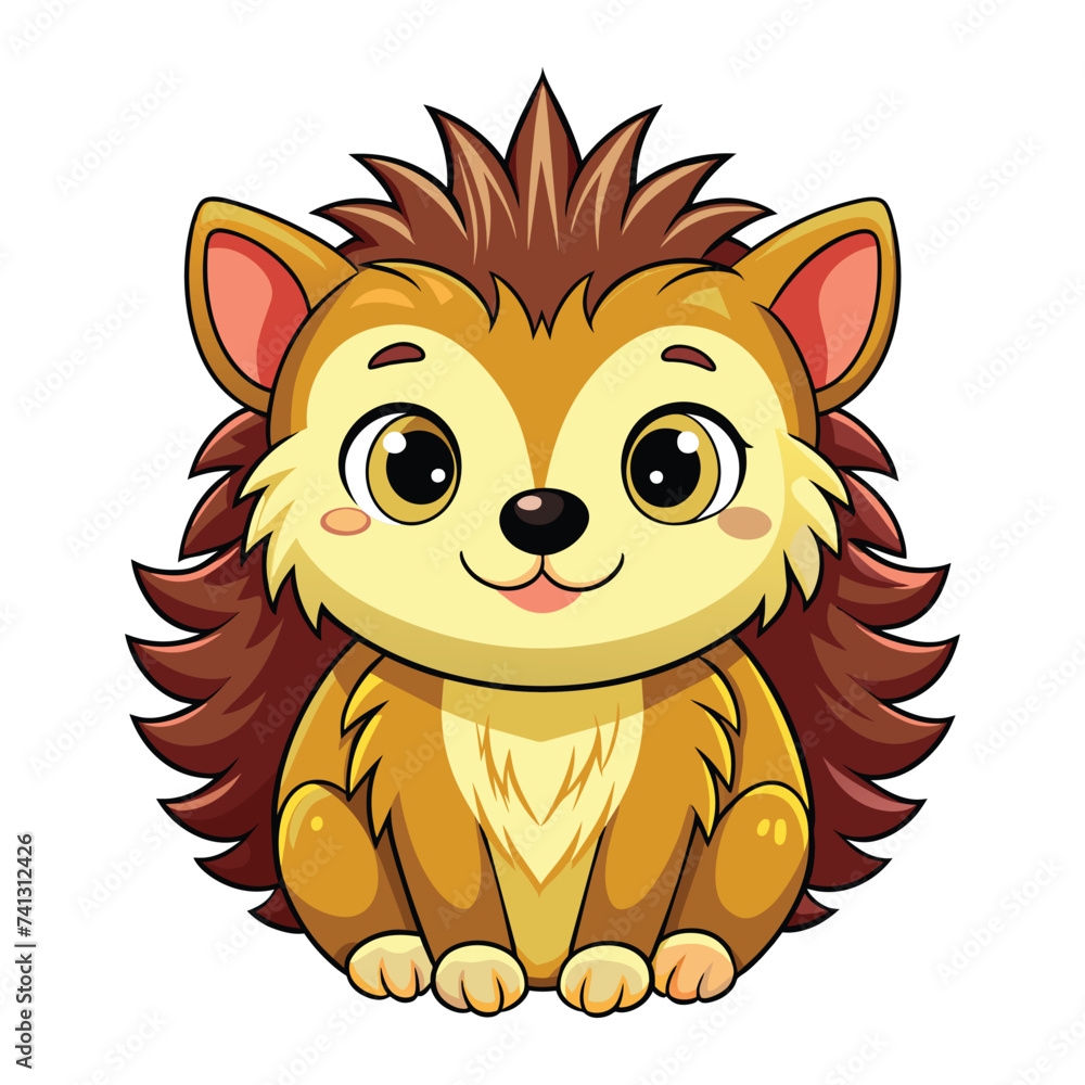 Vector of Cartoon cute baby Hedgehog on white Vector of Cartoon cute baby Hedgehog on white