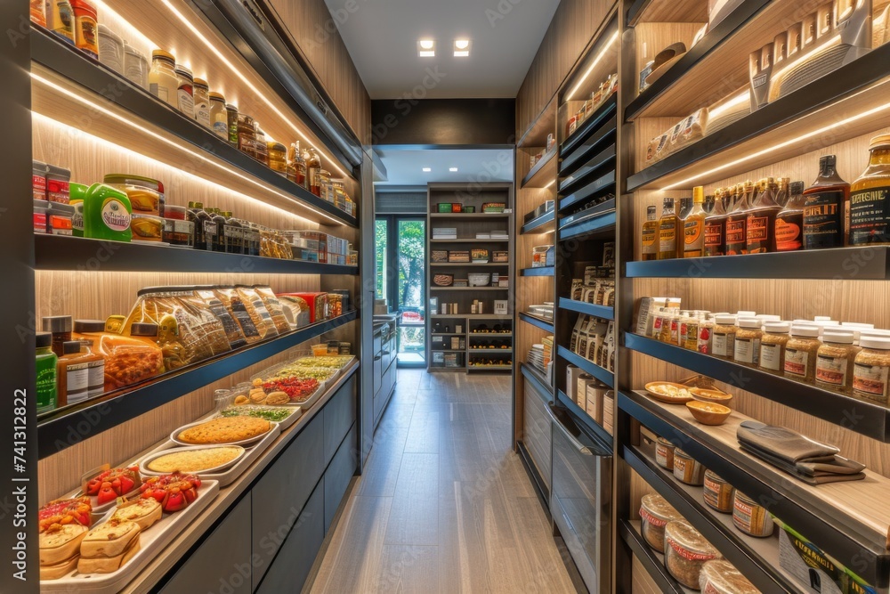An expansive store filled with numerous shelves packed with a wide variety of food products.