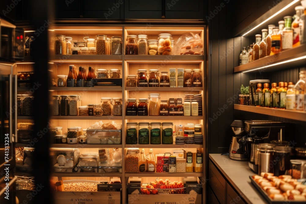 Abundant Pantry Filled With Varied Food and Drinks