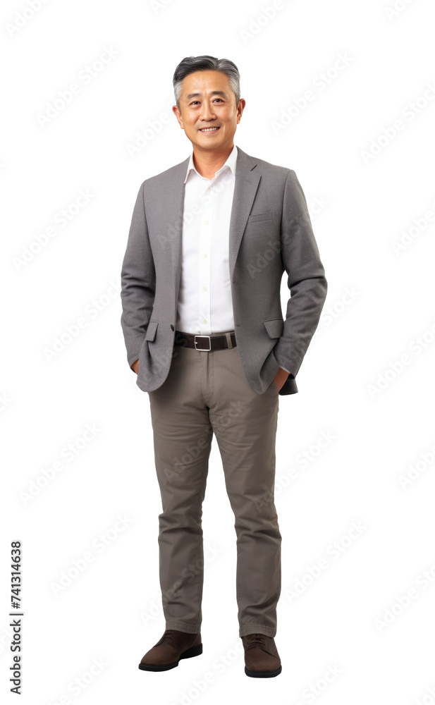 Middle-aged Asian businessman, a successful man. Isolated on transparent white background Middle-aged Asian businessman, a successful man. Isolated on transparent white background