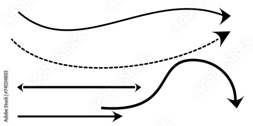 Set of straight and  curve long arrows photo