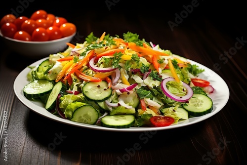 vegetables salad in the white dish