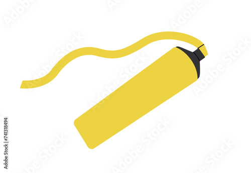 Text highlighter, marker underlining important, highlighting, marking. Yellow felt tip drawing thick line, stroke. Flat graphic vector illustration isolated on white background