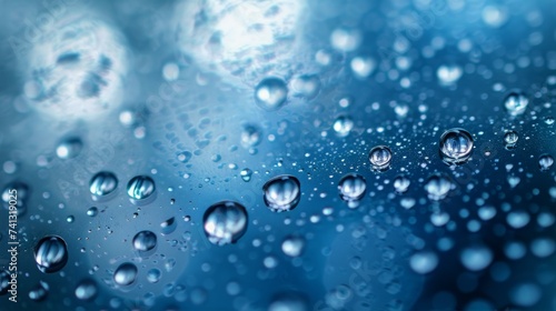 This macro shot captures the process of water droplets condensing and forming on a glass surface.