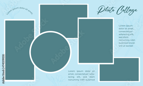 Vector illustration Collage editable post banner template Set of empty photo frames compositions