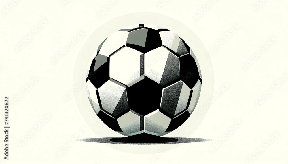 A classic black and white soccer ball in a stylized graphic, centered prominently against a neutral background, symbolizing global sports, teamwork, and competition.Sport concept.AI generated. A classic black and white soccer ball in a stylized graphic, centered prominently against a neutral background, symbolizing global sports, teamwork, and competition.Sport concept.AI generated.