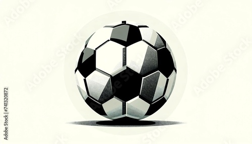 A classic black and white soccer ball in a stylized graphic  centered prominently against a neutral background  symbolizing global sports  teamwork  and competition.Sport concept.AI generated.