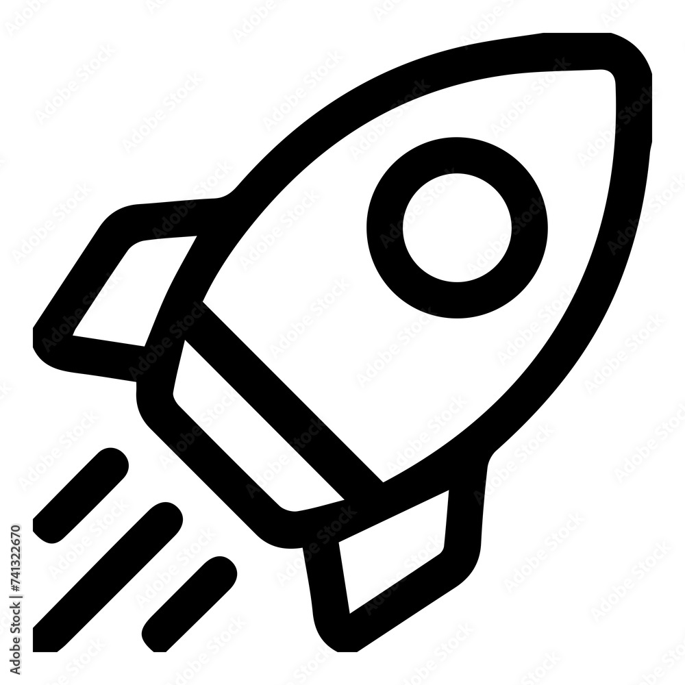 Naklejka premium Rocket icon, black outline.
