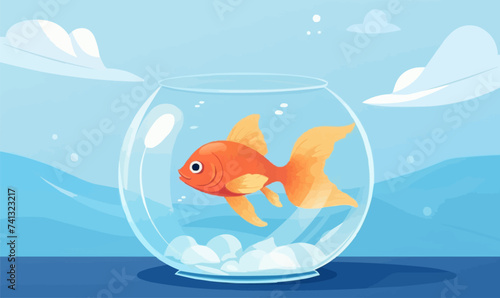 Goldfish Bowl vector flat minimalistic isolated illustration