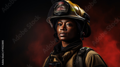 A female black firefighter 
