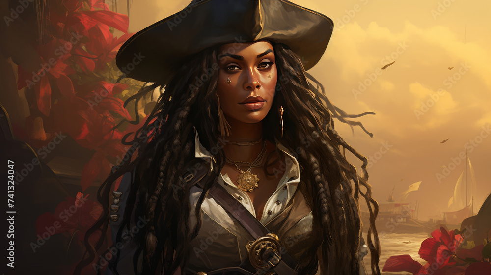 Fototapeta premium A black woman as pirate